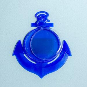 Акриловый магнит (заготовка) «Якорь» со стеклом полусфера d-54 мм. Синий